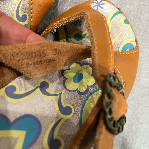 [36/US7]Fly London Brown Leather Wedge Sandals Buckle Stud Leather Wrap - Picture 6 of 6